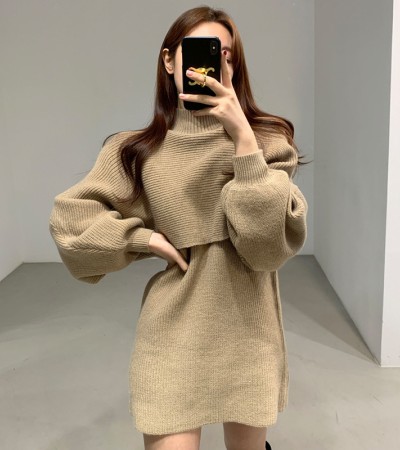 Long knit dress set
