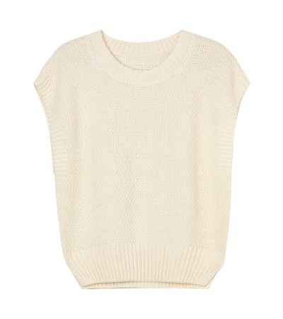Simple round neck pullover with shoulder drop sleeveless vest knitted shirt for women Simple round neck pullover with shoulder drop sleeveless vest knitted shirt for women