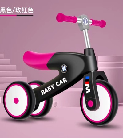 Children's scooters, children's sports cars, outdoor roller coasters, educational sliding toys, freeing adults' hands - 黑色-玫红色