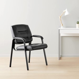 Classic faux leather desk guest chair with metal frame