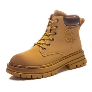 Leather big yellow boots new autumn and winter retro women's shoes British style ankle boots