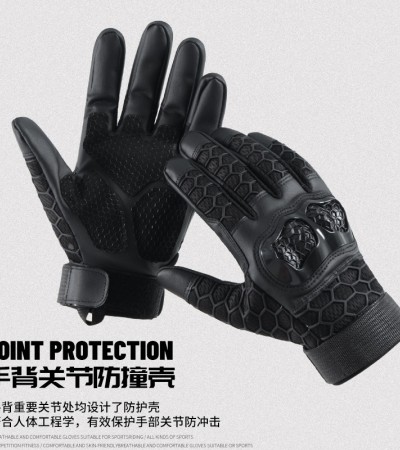 Motorcycle gloves Motorcycle off-road anti-fall joint protection Wear resistant anti-slip five-finger touch screen tactical riding leather gloves