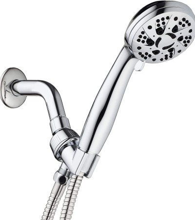 High pressure 6-speed 3.5-inch (approximately 8.9cm) chrome plated handheld showerhead with hose