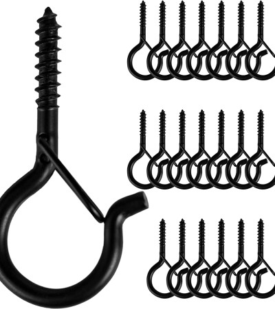 20 Q-shaped hooks, outdoor string light screw hooks, safety buckle design, easy to disassemble
