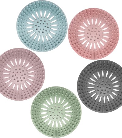 Hair Catcher durable silicone hair plug shower drain cover is easy to install and clean, suitable for bathtubs and kitchens, set of 5 pieces