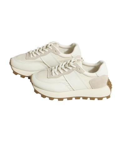 Leather sneakers for women with thick soles increase