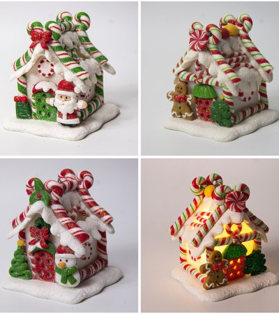 Christmas decorations Creative Polymer clay Christmas Small house LED luminous decoration Christmas house landscape Christmas decorations