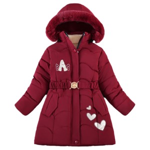 Medium length children's fleece thickened warm winter coat