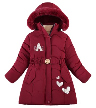Medium length children's fleece thickened warm winter coat