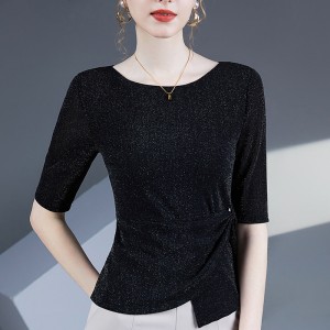 Summer dress new women's crew-neck gauze T-shirt