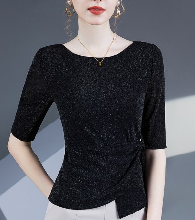 Summer dress new women's crew-neck gauze T-shirt