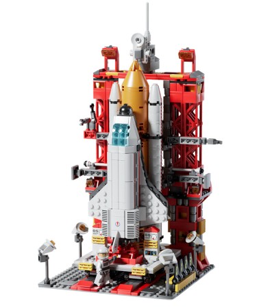 Space rocket ship building block model