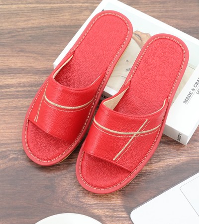 Non-slip cowhide slippers