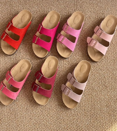 Leather Bocken cork-soled large-sized men's and women's sandals