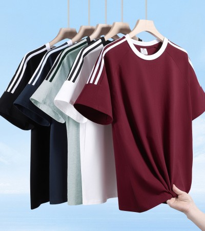 Pure cotton three-bar short-sleeved pure cotton T-shirt