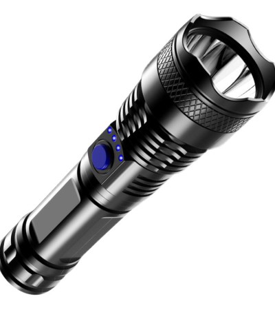 New LED flashlight with strong light, USB charging, extremely bright and long-range illumination.