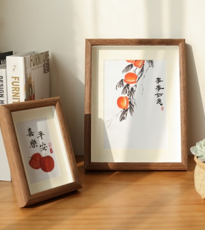 Three-dimensional hollow wooden photo frame hanging on the wall 5678 inch A4a3 new Chinese calligraphy, calligraphy, painting, cardboard picture frame
