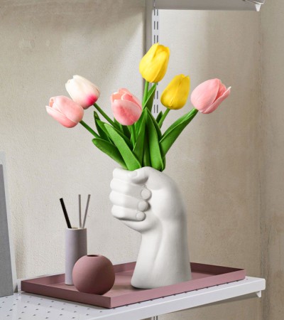 Nordic creative ceramic vases, home crafts, ornaments, fist flower ware, human body art, dried flower vases, living room decoration