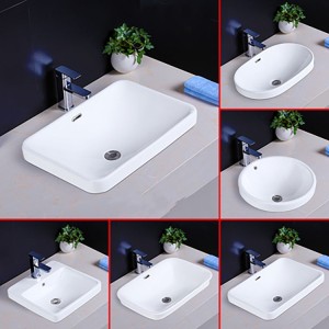 Taichung basin, semi embedded ceramic basin, household bathroom washbasin, rectangular washbasin, elliptical washbasin
