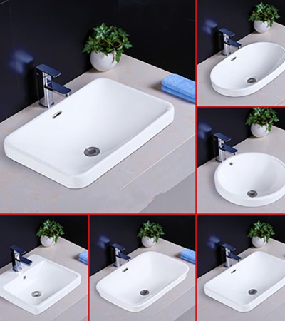 Taichung basin, semi embedded ceramic basin, household bathroom washbasin, rectangular washbasin, elliptical washbasin