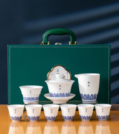 Sheep Fat Jade White Porcelain Tea Set Kung Fu Tea Set Tea Pot Lid Bowl Business Gift Set Ceramic Tea Set Gift