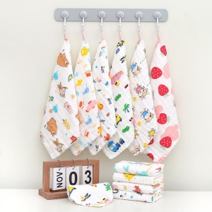 Pure cotton square towel, 6-layer high-density infant and toddler saliva towel, gauze wiping towel, all cotton small towel, pleated handkerchief