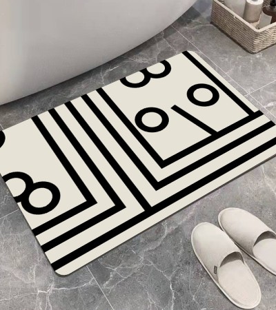 Geometric minimalist soft diatomaceous mud floor mat, household bathroom water absorption mat, entrance door mat, foot mat, carpet