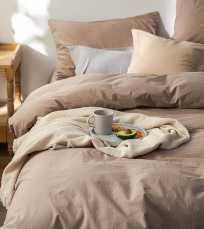 Pure Cotton Spring and Autumn Four Piece Bedding Set Quilt Cover Bed Sheet All Cotton Combination Solid Color Fitted Sheet Set