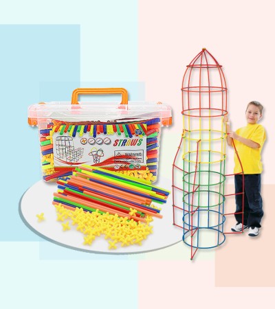 Toy creativity 4D straw assembly block kindergarten children's toy early education 3-7 year old diy