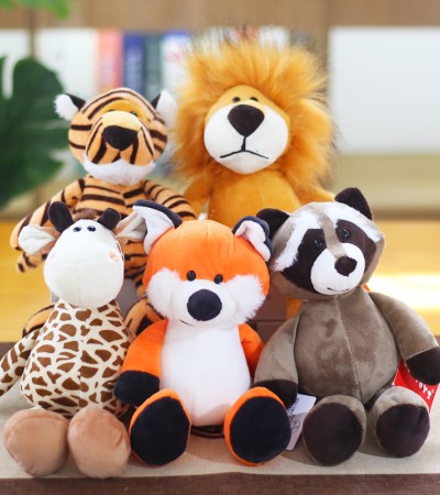 Forest Animal Doll Plush Toys Elephant Monkey Tiger Lion Giraffe Doll Children's Gift Item Wholesale