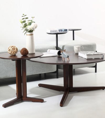Simple living room sofa, tea table, walnut color, modern minimalist style, small edge table, oak edge table, designer creative furniture - Walnut color