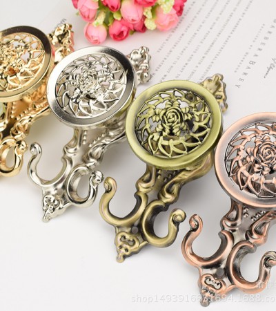 Alloy small bottom European style zinc alloy curtain wall hook hook metal hanging ball wall hook window decoration - 红古