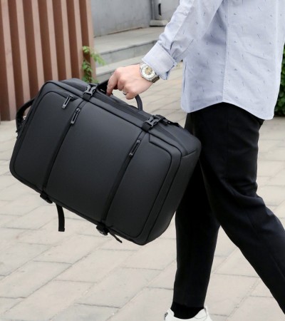 Large capacity multifunctional leather film backpack men's and women's waterproof charging portable dual-use business travel computer backpack